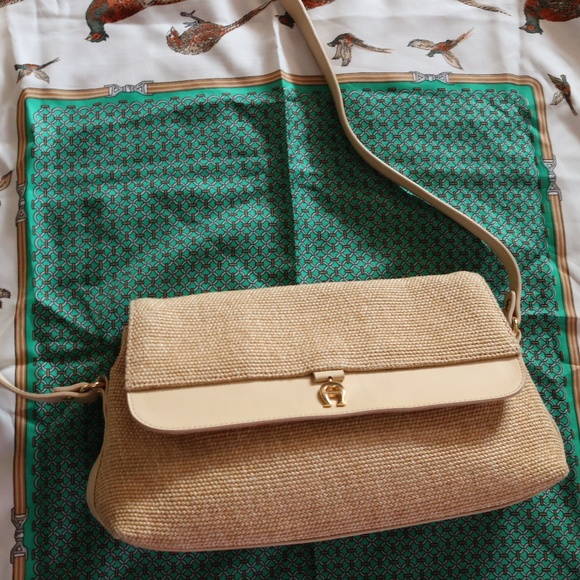 Etienne Aigner Handbags - Vintage Etienne Aigner Jute Straw Shoulder Handbag